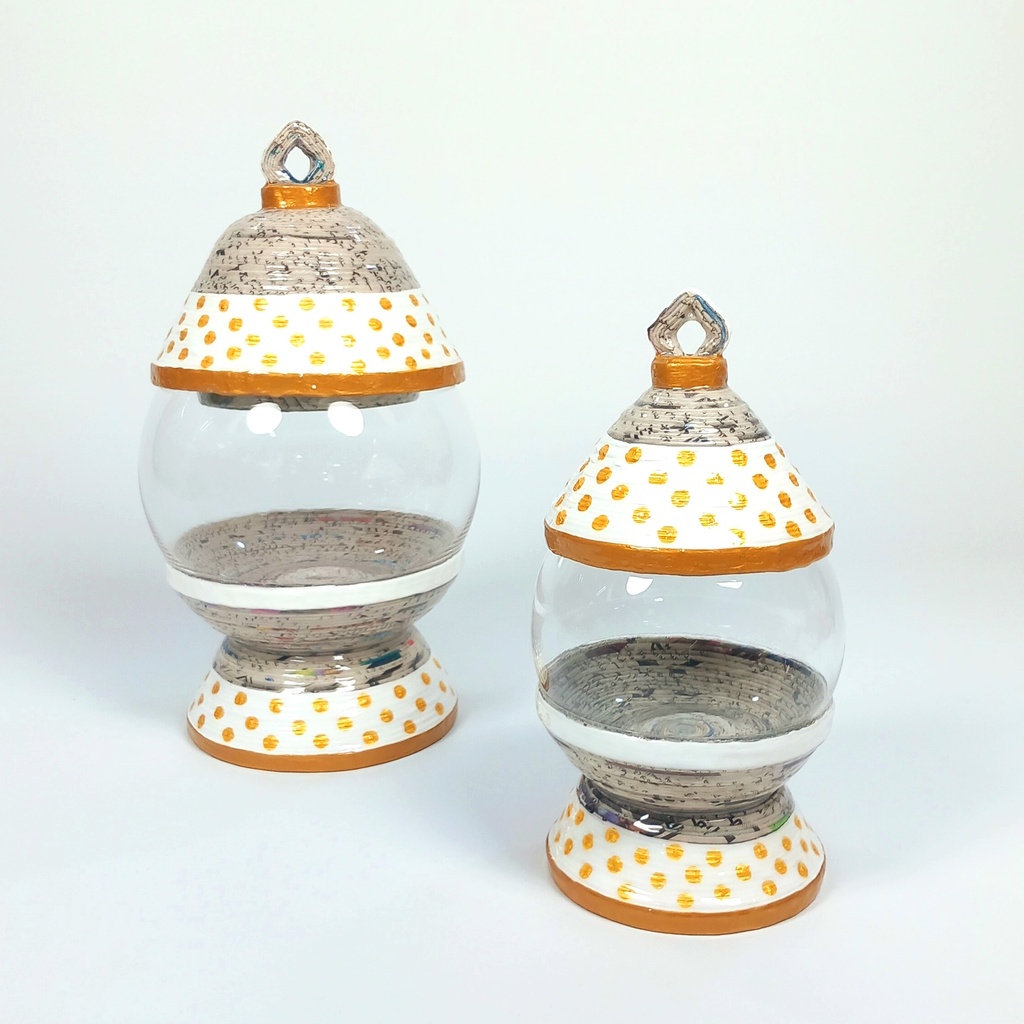 Glass Bowl w/ Diamond Polka