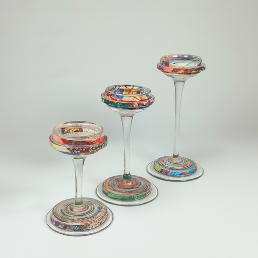 [OR04-8] Trio Glass Candle Holder S/3